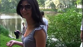 Sexy brunette fucked in the forest