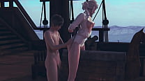3d animation - Cirilla Fiona Elen Riannon humping to orgasm and fuck in missionary pose to get massive cumshot from my big dick